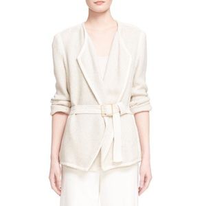 Vince Natural Cotton Linen Tweed Jacket with Belt